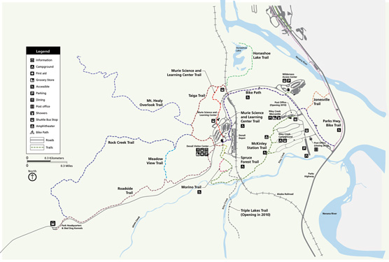 A map of the park entrance area