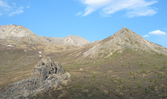 Looking northeast from Savage River, at Savage Rock and Healy Ridge