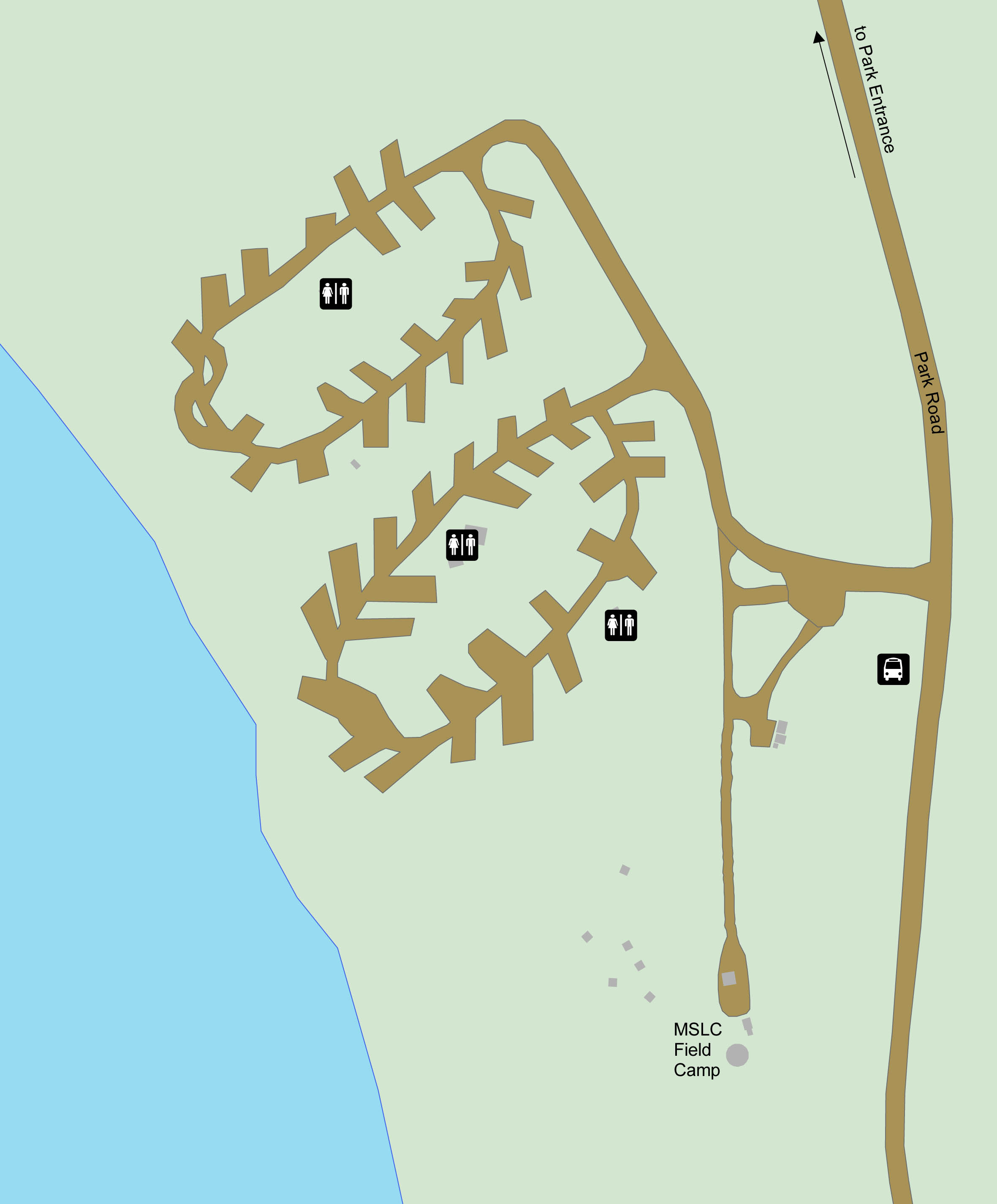 A map of Teklanika River Campground