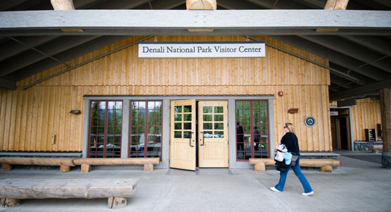 The Denali Visitor Center front doors