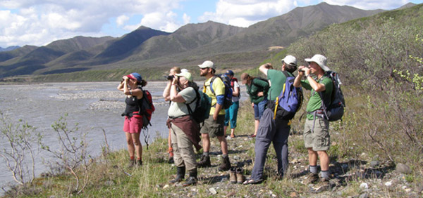 Group of field seminar participants near a river