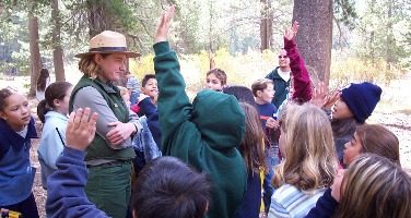 Students participate in a ranger led program