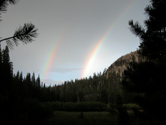 A double rainbow over Soda Springs Meadow