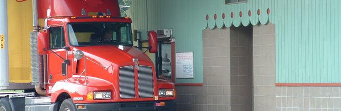 Large truck at park Contact Statio (Fee booth)