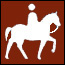 Icon of a horse on rider on a brown background