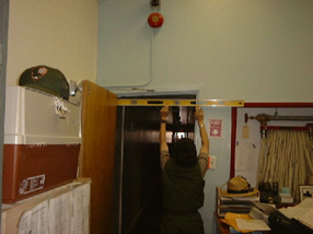 Door frames, walls, and floors warped from extreme foundation movement.