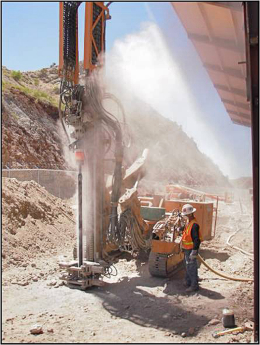 Drilling micropiles to anchor columns to bedrock and provide a firm foundation for the Quarry Exhibit Hall in August 2010.