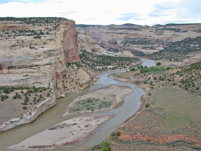 Yampa River and Castle Park as seen from Castle Park Overlook. 