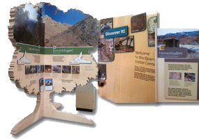 Images of some of the exhibit components that will be featured in the new Quarry Visitor Center.