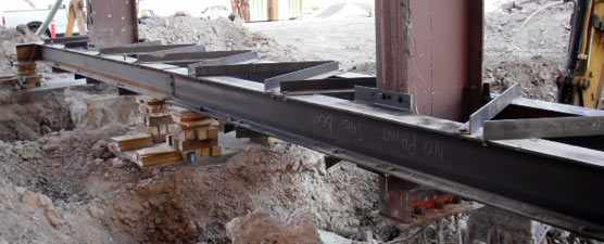 Shoring and excavation work underway at the Quarry Exhibit Hall. 