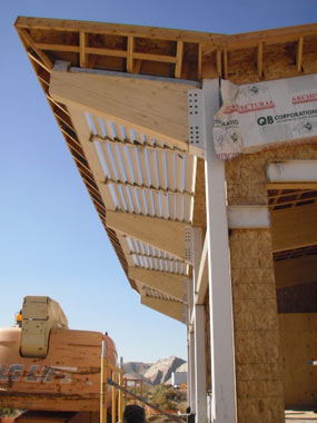 Shade structure on the south side of the Quarry Visitor Center. 