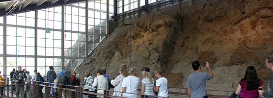Visitors wander through the upper mezzanine in the Quarry Exhibit Hall