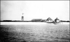 Carnegie Institution Marine Biological Laboratory as viewed from the sea, May 1908