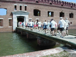 Visitors on walking fort tour 