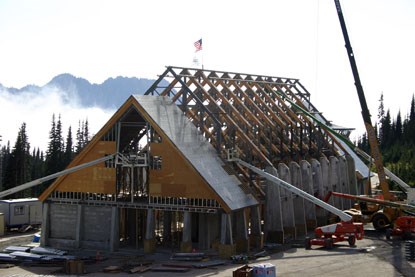 Roof Framing installation on the Henry M. Jackson Memorial Visitor Center at Mount Rainier National Park, Washington