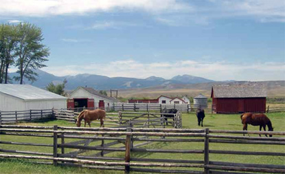 photo of corrals and outbuildings at Grant-Kohrs Ranch National Historic Site