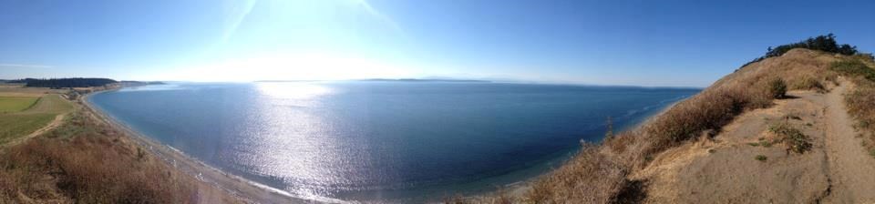 Looking across the water to the Olympic Peninsula from the Bluff Trail.