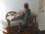Drawing of Poe and Catterina at desk