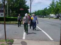 Tour group walking around the property of Thomas Edison's complex in West Orange, NJ.