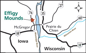 Local road approach Map for Effigy Mounds National Monument
