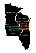Regional map showing cultural range of the Effigy Mound People.