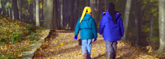 Kids Hiking Along Fire Point Trail