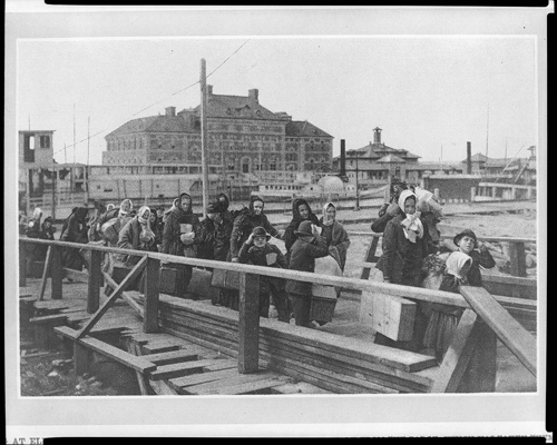Immigrants arriving at Ellis Island