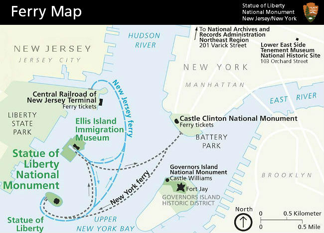statue ferry map