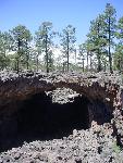 A lava bridge crosses a trench