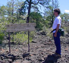 A trail sign at Big Tubes