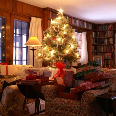 Living Room at Val-Kill decorated for Christmas