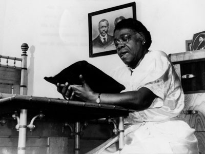 Photo of Mary McLeod reading her bible