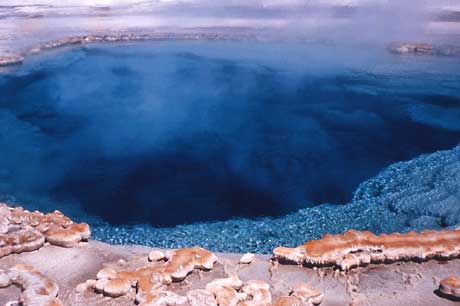 Sapphire Pool is a blue colored hot spring