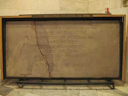 The section of balcony that George Washington stood on when he became a president.