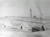 Historic drawing of first Fire Island Lighthouse.