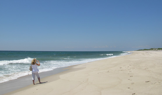 Photographer on summer beach.
