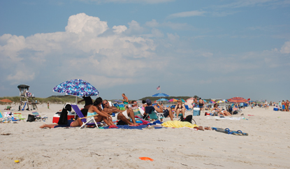 People on lifeguarded beach.