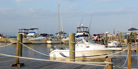 Boat docking at Sailors Haven Marina.