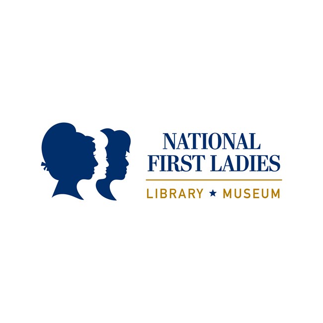 three silhouettes of first ladies with text National First Ladies Library and Museum