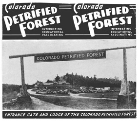 Brochure showing entrance to dude ranch and commerical tourist operation