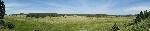 Panoramic view of grassy valley