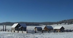 Hornbek Homestead in snow
