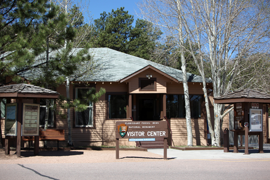 A view of the front of Florissant Fossil Beds current Visitor Center.