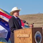 U.S. Secretary of the Interior, Ken Salazar, addresses the crowd at the Flight 93 National Memorial Groundbreaking Ceremony