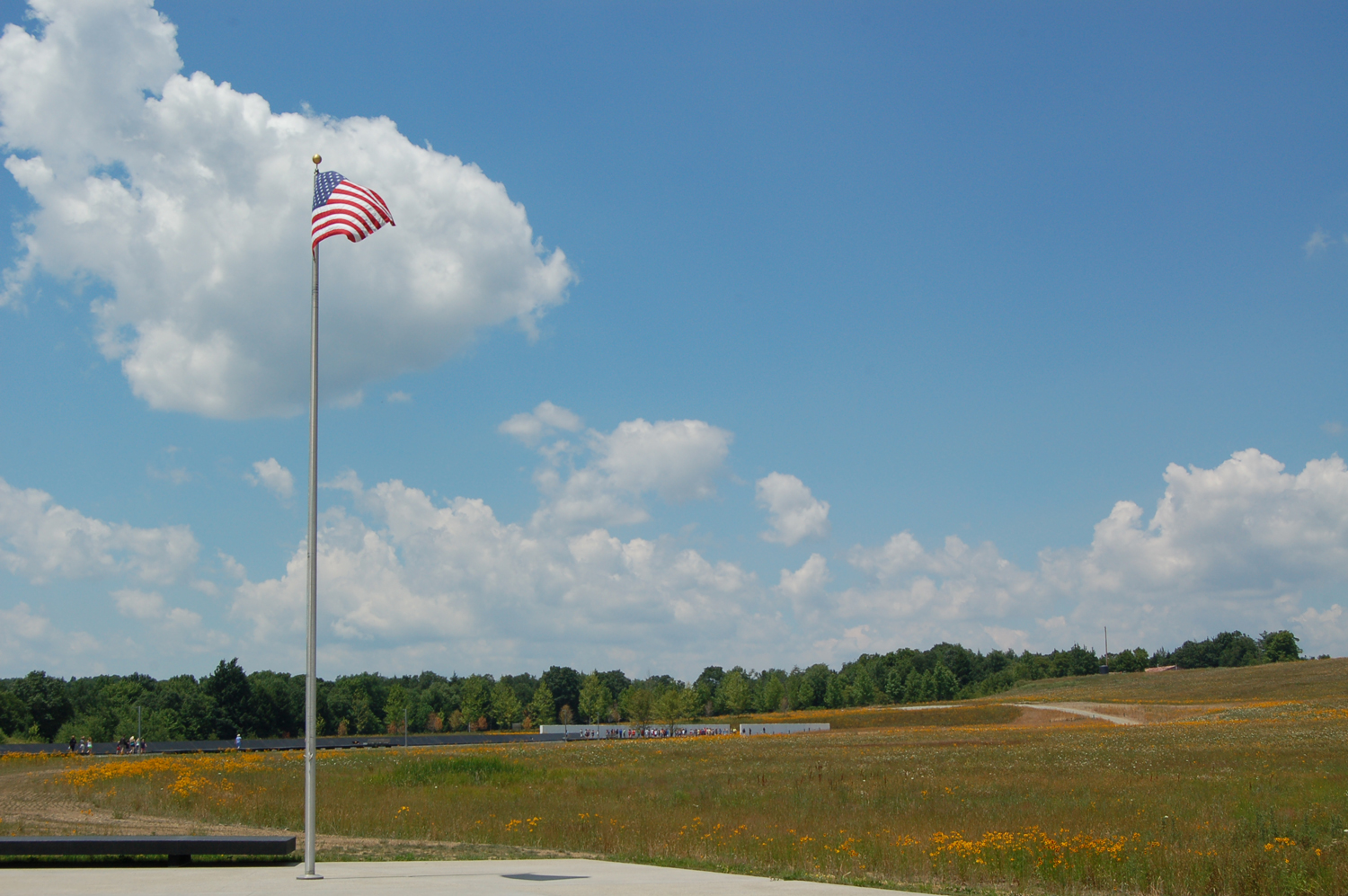 Flag flying at the Memorial Plaza, Flight 93 NMEM