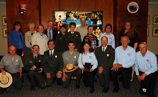 Flight 93 Volunteer Ambassadors with other award recipients and Director Mary Bomar