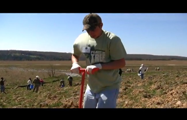 Student helps plant trees at Flight 93 NM - Spring 2012
