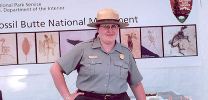 An interpretive ranger at annual community Fossil Fest