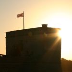 Ft Matanzas stands stark against the late afternoon sky.