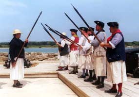 Re-enactors portray British sailors at Fort Matanzas.